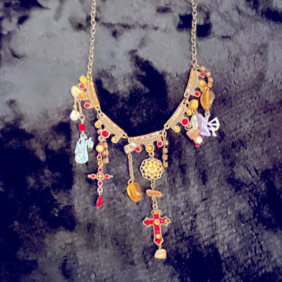Jewelry - Multi colored cross and costume jewel necklace!